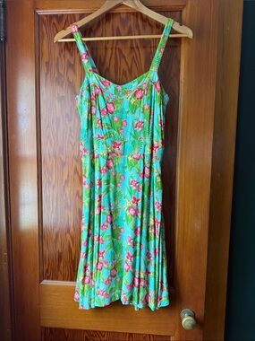 Matilda Jane Turquoise Floral Sundress with Pink and Green Accents